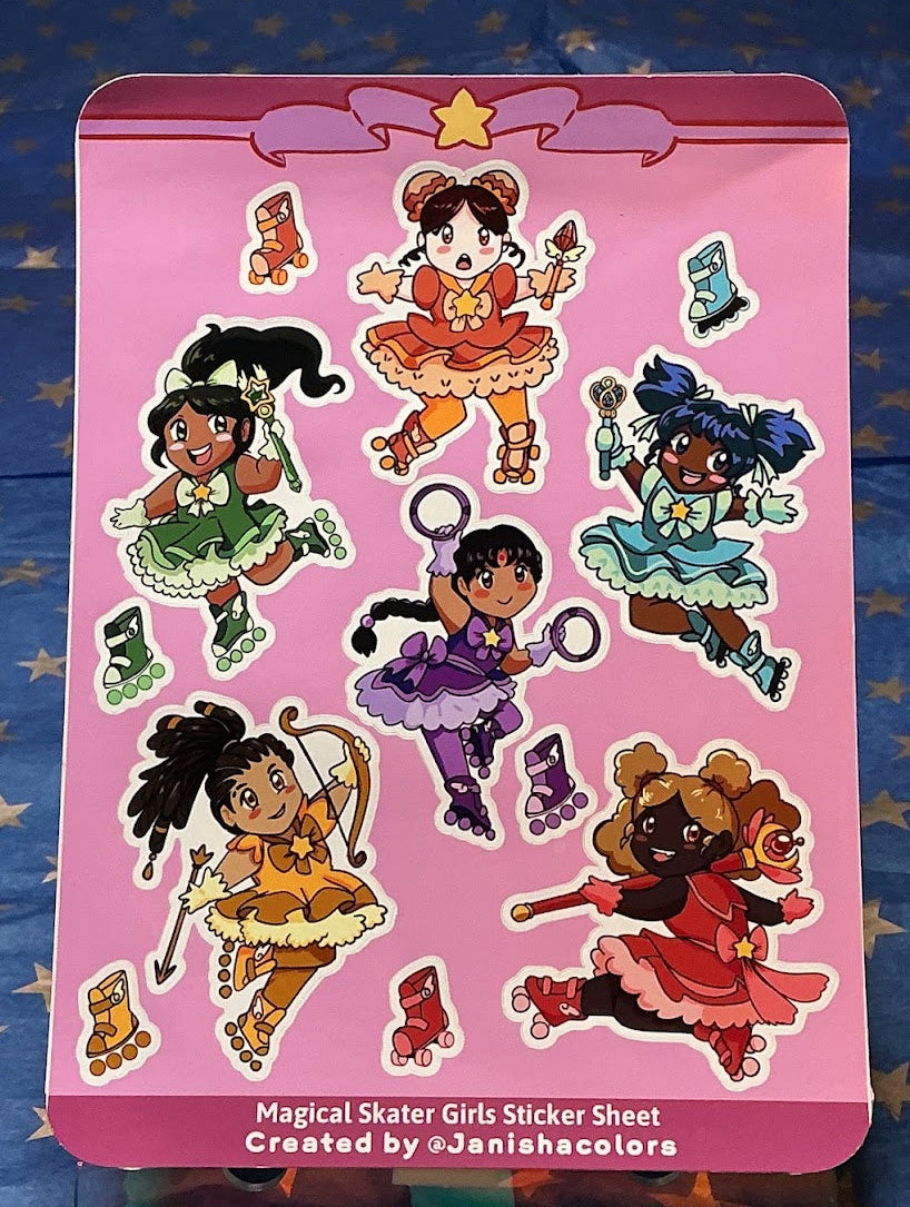 Magical Skater Girls Sticker Sheet